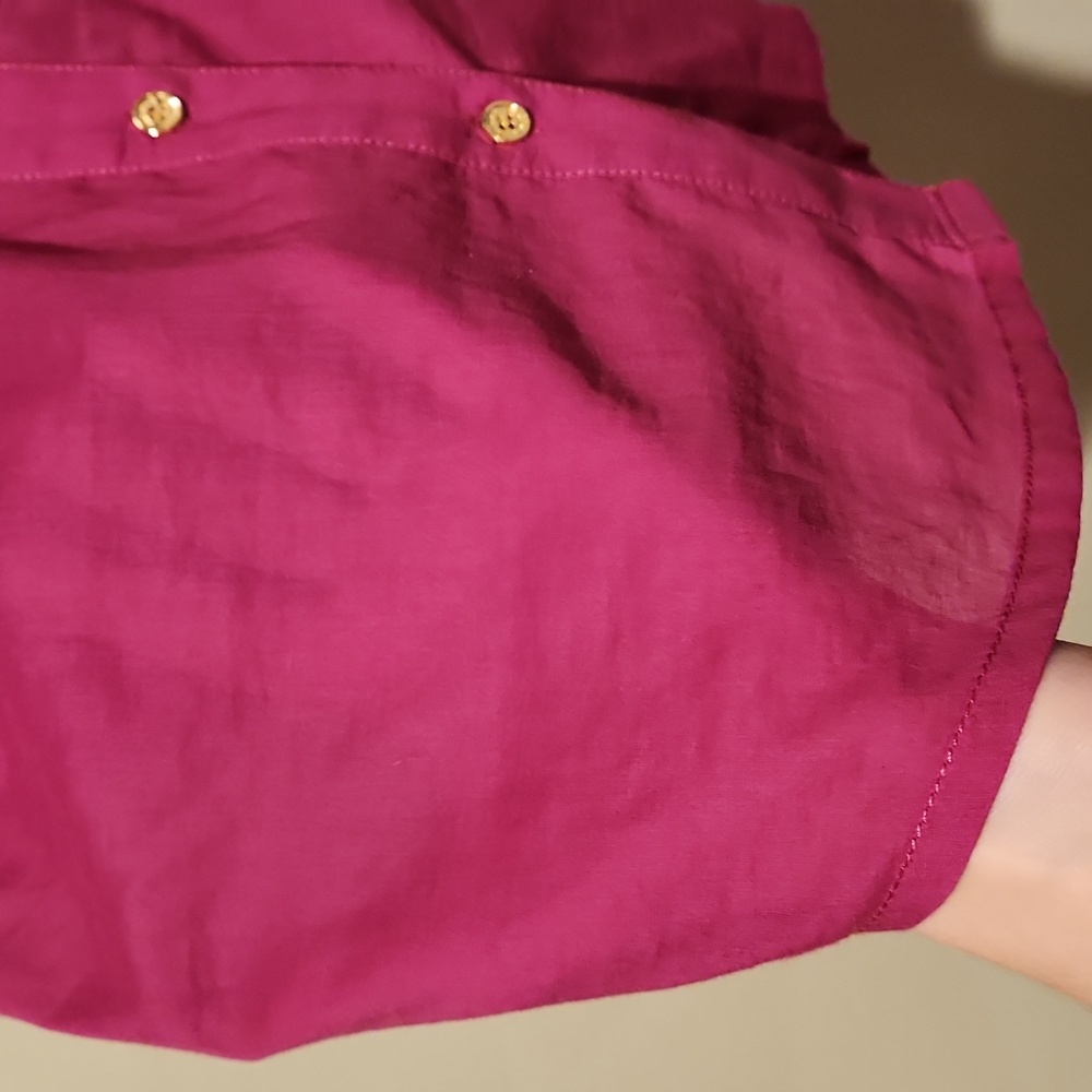 ❤️ TORY BURCH BRIGETTE FITTED BUTTON DOWN COTTON SHIRT / TOP IN MAGENTA, 6 - Picture 6 of 13